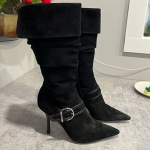 Guess Black Suede Heeled Boots.